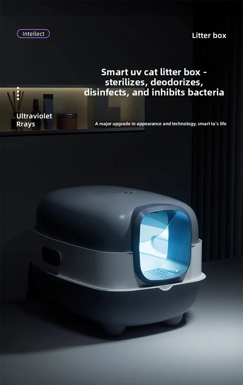 Smart App Controlled Automatic Self Cleaning Cat Litter Box XXL Closed UV Sterilization Deodorizer Covered Toilet Odor Control