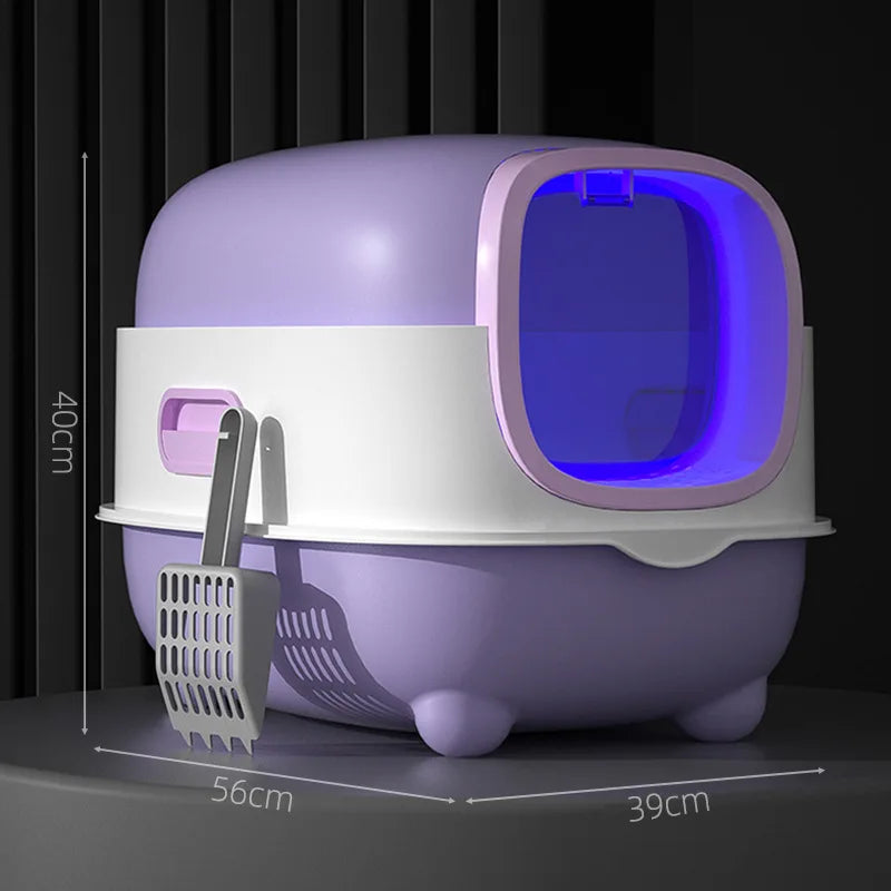 Smart App Controlled Automatic Self Cleaning Cat Litter Box XXL Closed UV Sterilization Deodorizer Covered Toilet Odor Control