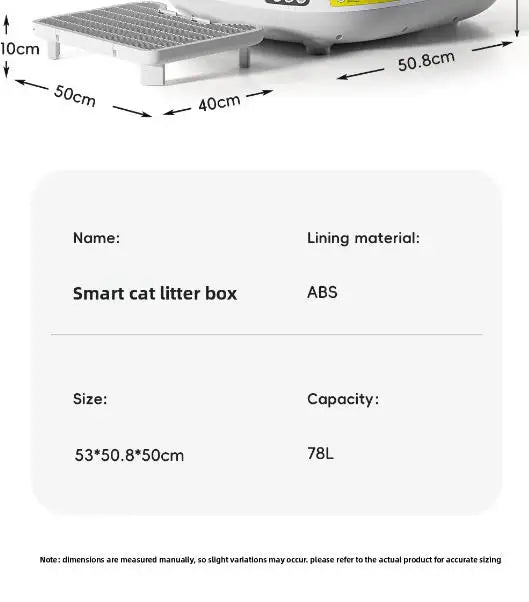 78L Self Cleaning Cat Litter Box Fully Enclosed Automatic Cat Sand Box App Control Extra Large Space Smart Pet Toilet Tray